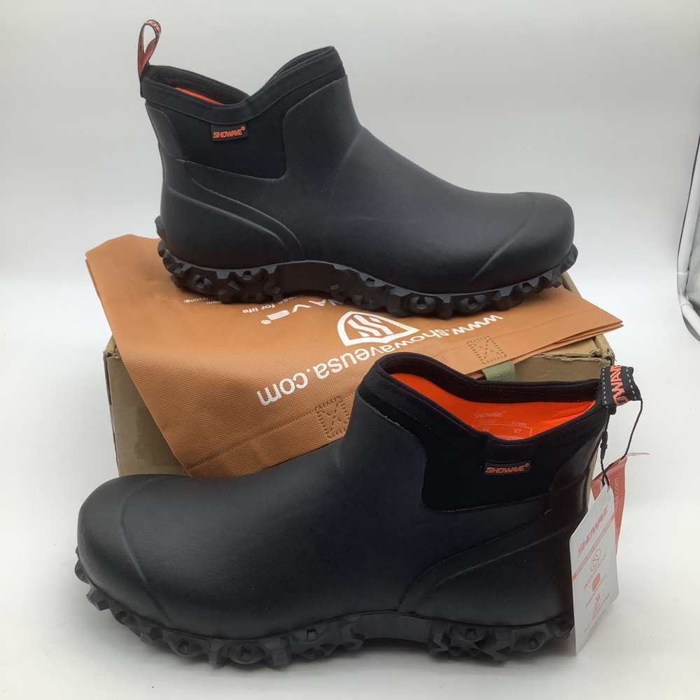 Showave Mens Ankle Rain Boots Waterproof Slip Resistant Black Work Size 14 New